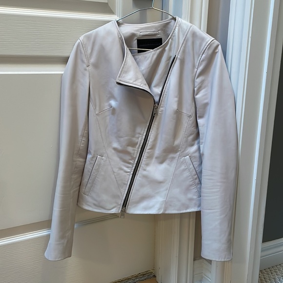 All Saints Fawn Leather Jacket - White - Picture 5 of 10